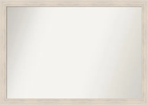 Miniatura 538 de Amanti Art Espejo de baño blanco para sobre el fregadero, 30 x 35 pulgadas, espejo de tocador rectangular estrecho de Eva de oro blanco, marco