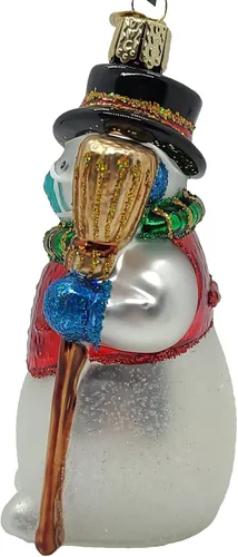 Miniatura 4 de Old World Christmas Adornos de muñeco de nieve con máscara facial Adornos soplados de vidrio para árbol de Navidad Multicolor