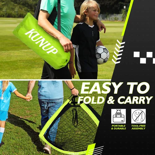 Miniatura 5 de Portería de fútbol portátil de 5 x 3, 6 x 4, 9 x 5 pies, para patio trasero, red de práctica de fútbol plegable con bolsa de transporte para niños