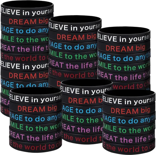 Hicarer 36 pulseras motivacionales para hombres y mujeres, pulseras de silicona inspiradoras, citas motivacionales, pulseras de graduación de goma,