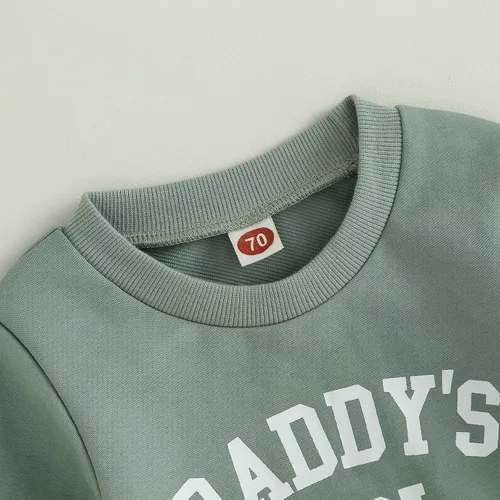 Miniatura 9 de Conjunto de 2 piezas de ropa de otoño para bebé y niña, sudadera de manga larga con cuello redondo y pantalones deportivos, conjunto de traje