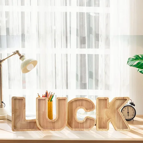 Miniatura 3 de WOOD CITY Alcancía con letras para adultos, niños y niñas, de madera de 9 pulgadas, caja de dinero personalizada grande de 9 pulgadas, nombre