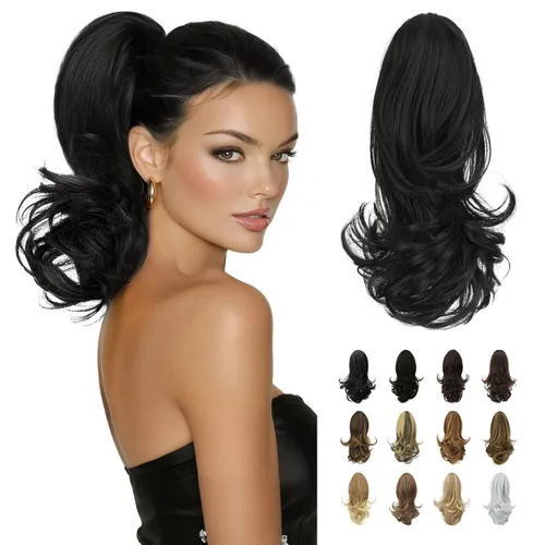 Miniatura 19 de Sofeiyan Extensión de cola de caballo de 11 pulgadas con clip de garra, extensiones de cabello con cola de caballo, cola de caballo larga y rizada