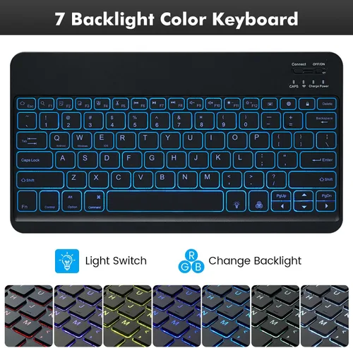 Miniatura 6 de LAMA Funda con teclado retroiluminado para Samsung Galaxy 12.4 pulgadas S10 Plus/S9 FE+/S9+/S8+, 12.4 pulgadas, S7 FE/S7 Plus, funda desmontable