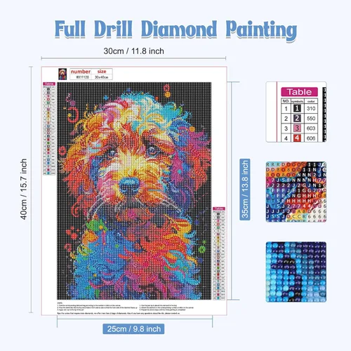 Miniatura 2 de Kits de Pintura de Diamantes de Perro NAIMOER para Adultos, DIY 5D Taladro Completo Arte de Diamante de Cachorro Colorido Kits de Arte de Diamante