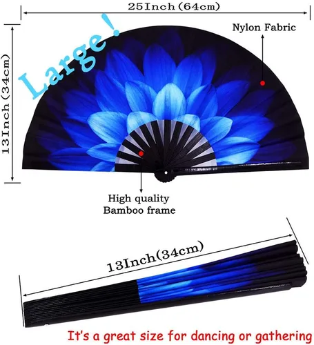 Miniatura 3 de Rave Fans - Ventilador de mano plegable grande para baile de línea, grandes abanicos de aplausos plegables para baile, festival de música, fiesta