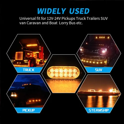 Miniatura 4 de 20 luces estroboscópicas LED de aluminio, 12 LED por luz, 18 modos de flash y constantes, luces de advertencia de doble color ámbar/blanco