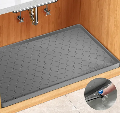 Miniatura 11 de Winisok Alfombrilla de silicona para debajo del fregadero de 19 x 19 pulgadas, artículos esenciales de cocina y artilugios, forro de estante