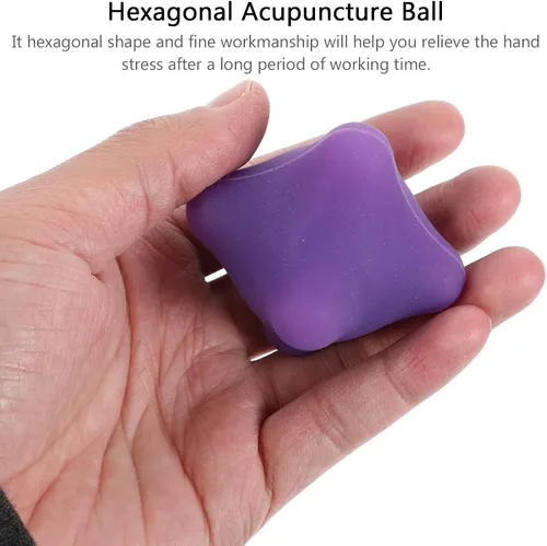 Miniatura 9 de HEALLILY Pelota de masaje de mano de 2.36 pulgadas, bolas hexagonales de agarre de acupuntura para terapia de manos, masajeador de palma