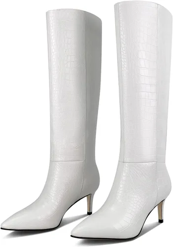 Miniatura 27 de wetkiss Botas altas hasta la rodilla para mujer, con tacón de gatito y diseño de punta puntiaguda, clásicas y sexys
