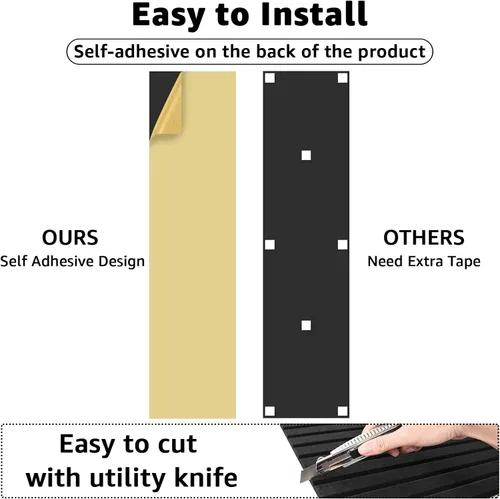 Miniatura 2 de Art3dwallpanels Paquete de 10 paneles acústicos, paneles de pared insonorizados de 48 x 12 x 0.35 pulgadas, autoadhesivos de alta densidad que Negro