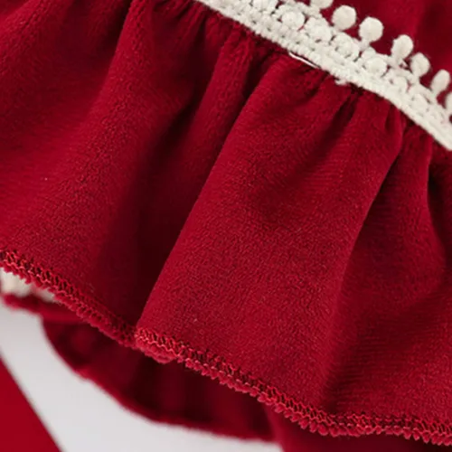 Miniatura 5 de famuka Vestido rojo de princesa de manga larga para niña pequeña