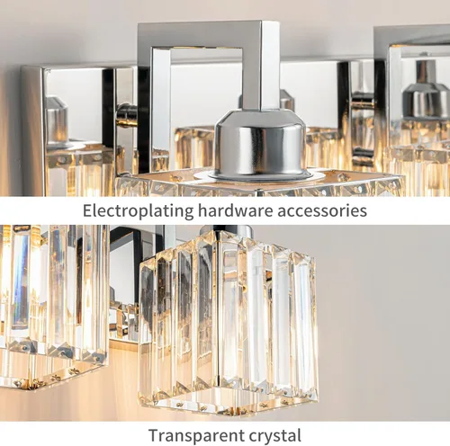 Miniatura 6 de Moderna lámpara de cristal para pared/tocador de baño, de 3 luces, color cromo Cromo torcido