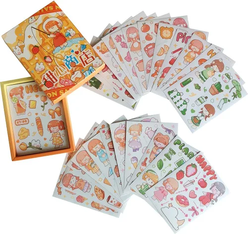 Miniatura 4 de Kawaii Washi - Juego de calcomanías (50 hojas), postre dulce, fruta, plantas, papelería, gelatina, pastel de gelatina, calcomanías de alimentos