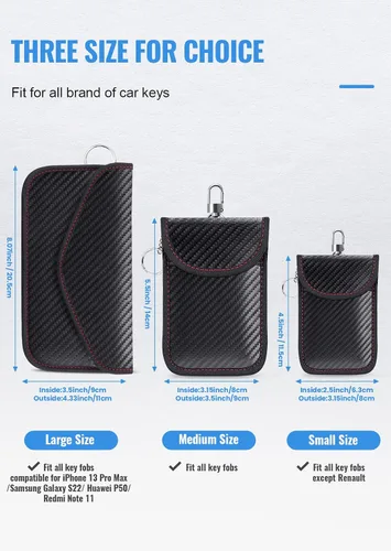 Miniatura 2 de lanpard Bolsa Faraday para Llaves de Coche, Bolsa Faraday, Soporte de Bloqueo de Señal RFID para Coche, Protector de Llavero, Jaula de Llavero