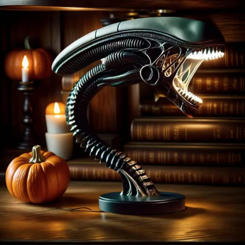 Miniatura 2 de Luz nocturna de monstruo espacial, lámpara de mesa de resina de película 3D, decoración LED de ciencia ficción, regalo personalizado hecho a mano #1