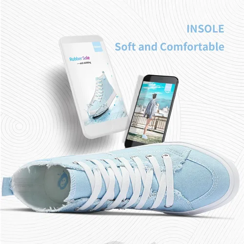 Miniatura 5 de Obtaom Zapatos de lona de alta calidad para mujerhombre para jugar a media pantorrilla, zapatillas de deporte de moda casuales con cordones de alta