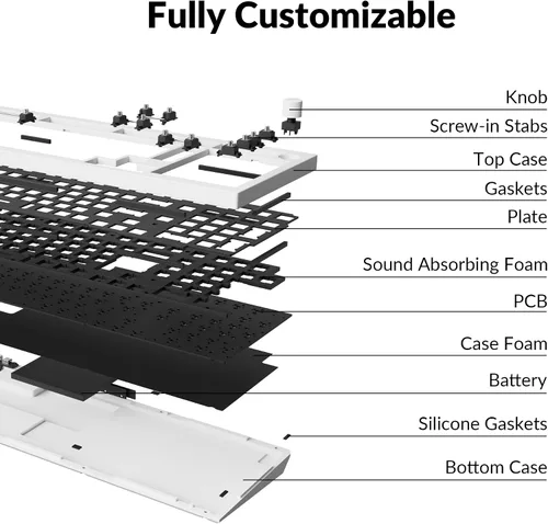Miniatura 7 de Keychron Q5 Pro Teclado mecánico inalámbrico QMK/VIA Barebone, diseño del 96% con perilla programable, diseño de doble junta, retroiluminación RGB