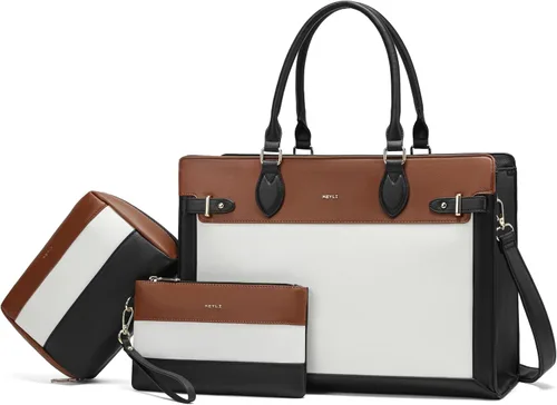 Miniatura 8 de Keyli Set de 3 piezas de bolso tote para laptop para mujeres, de 15.6 pulgadas, bolsos de trabajo, bolso de negocios para computadora, bolso