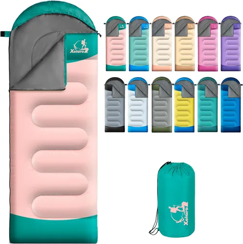Miniatura 15 de Sacos de dormir para adultos y niños - 3 estaciones para clima frío y cálido, impermeables para acampar - Sacos de dormir ligeros para camping