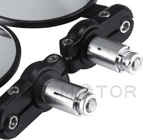 Miniatura 7 de Nuevos espejos redondos de 1 pulgada para extremo de barra para Kawasaki Suzuki Ducati, color negro
