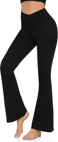Pantalones de yoga con corte de bota para mujer, leggings acampanados para mujer, cintura alta, cruzada, entrenamiento, descanso, pantalones de