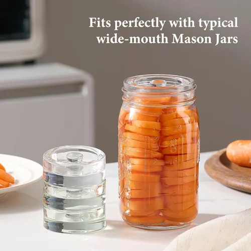 Miniatura 2 de MFacoy Juego de 4 pesas de vidrio para fermentación con asa de fácil agarre para tarros de encurtido de boca ancha, juego de pesas de vidrio
