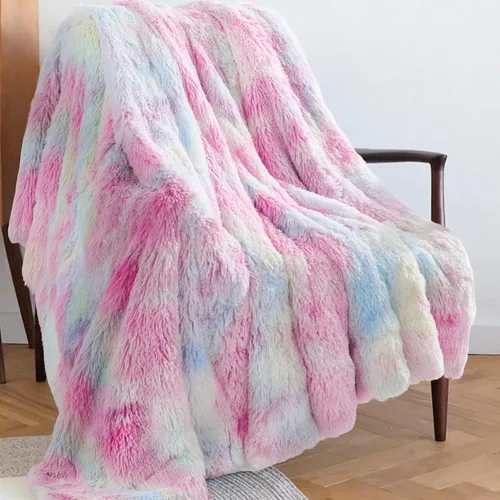 Miniatura 42 de GONAAP Manta de Tiro de Piel Sintética Mullida Tamaño Twin Rosa Claro Súper Suave Acogedora Felpa Mullida Lanuda para Sofá, Sillón o Cama