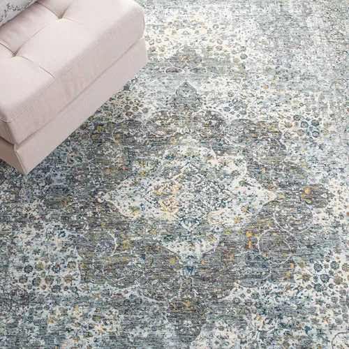 Miniatura 7 de SAFAVIEH Winston Collection - Alfombra de pasillo, 2 pies 2 pulgadas x 8 pies, color azul y crema, diseño envejecido, no desprende pelusa y de fácil