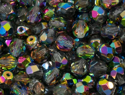Miniatura 34 de 0.88 oz de mezcla azul y púrpura de cuentas checas facetadas y pulidas al fuego (redondas, catedral, arandela)