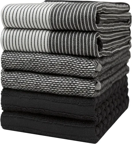 Miniatura 32 de Toallas de cocina premium (20"x 28", paquete de 6) Toallas de plato grandes de algodón Juego de textiles de cocina planos y de rizo altamente