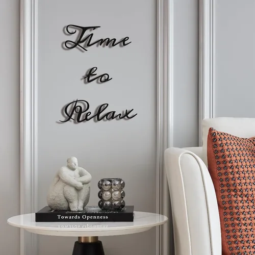 Miniatura 10 de LIYAOLI Arte de Pared de Metal Negro Relajante, Letrero de Relajación Moderno Decoración de Letras para Baño, Letrero Decorativo de 3D en Metal