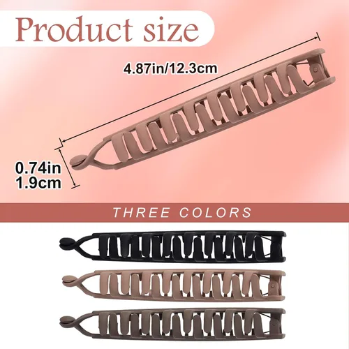 Miniatura 2 de 3 pinzas para el pelo de plátano para mujer, horquilla clásica de doble peine, accesorios antideslizantes para cabello grueso, fino, largo, corto