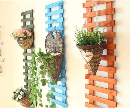 Miniatura 4 de Soporte de madera para flores, para colgar en la pared, para plantas, escalada, para interior, salón, balcón, tres tamaños Azul