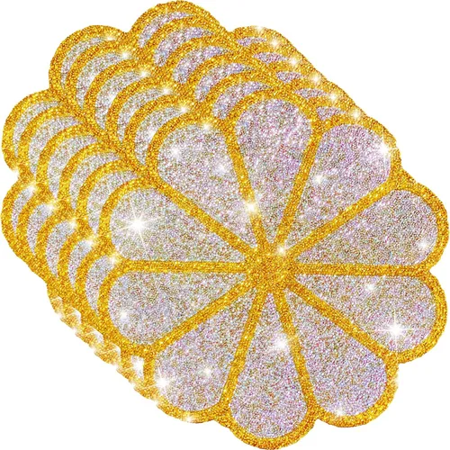 Miniatura 45 de Juego de 1 mantel individual redondo en negro, manteles individuales brillantes resistentes al calor, lavables, para cena, cocina, boda, decorativos