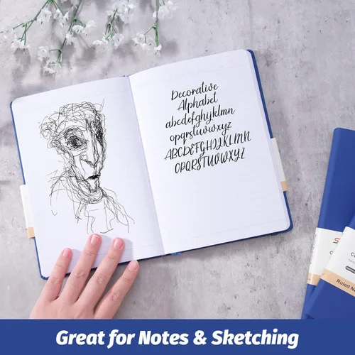 Miniatura 6 de SUIN Cuadernos de diario de tapa dura, cuadernos rayados A5 para escribir 200 páginas, 8.2 x 5.5 pulgadas, cuadernos clásicos rayados para Azul
