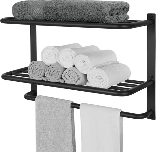 Miniatura 8 de Toallero para baño, soporte de torre de 23 pulgadas con barras de torre, acero inoxidable SUS 304, estante para toallas de baño, soporte de pared, 3