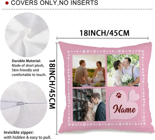 Miniatura 40 de Custom 6 Photo Throw Pillow Cover with Text for Mom, Cozy Cushion Ideal as a Thoughtful Gift for Family Mother’s Day Holidays or Special Occasions 6