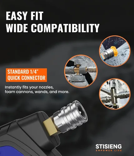 Miniatura 5 de Pistola de lavado a presión corta con giro de 360°, kit de pistola de lavado de alta presión con 5 puntas de boquilla, adaptadores M22-0.551 in