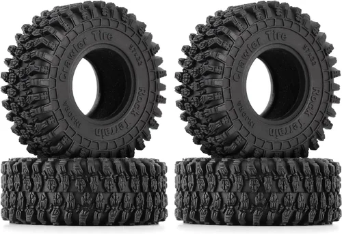 INJORA Neumáticos 1.0 - Neumáticos S5 Super Blandos y Adhesivos de 57 * 22mm para TRX4M Axial AX24 SCX24 FCX24 Enduro24, T1016