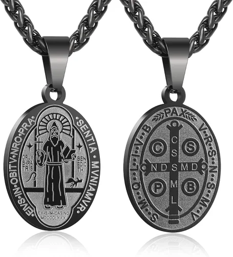 Miniatura 76 de P. BLAKE Collar ovalado de San Cristóbal, Miguel, José, Jude/Virgen María/José/Francisco/Patrick/Anthony/Benedict/Thomas para hombres y mujeres