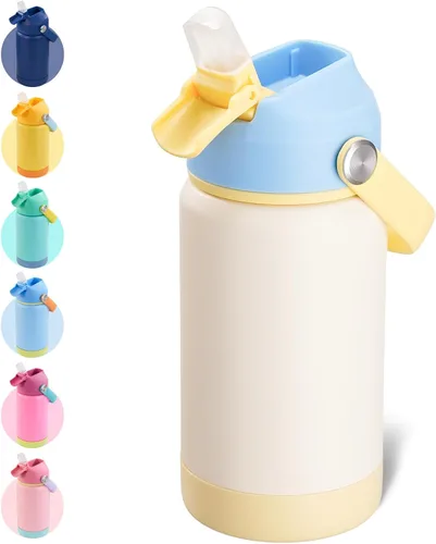 Miniatura 26 de Kerilyn - Botella de agua para niños, de acero inoxidable, con pajilla a prueba de fugas, con aislamiento térmico, libre de bisfenol A, unisex