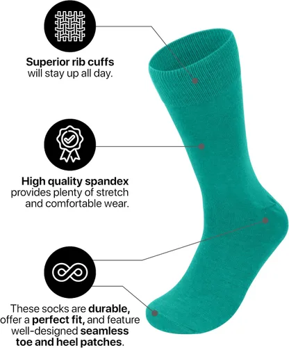 Miniatura 2 de Solid Color Casual Dress Socks for Men - Colorful & Comfortable Crew Socks