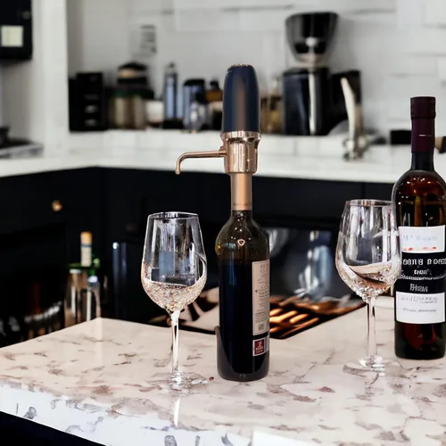 Miniatura 3 de Sip & Shimmer Aireador de vino eléctrico, aireador moderno, dispensador de vino eléctrico, vertedor de vino negro y dorado, bomba de vino