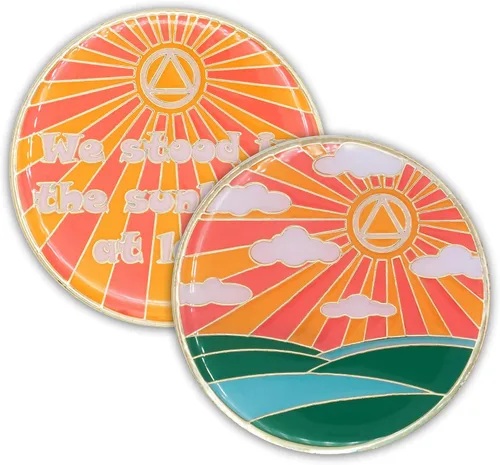 Miniatura 9 de Chip de sobriedad de 10 años, símbolo de afirmación de regalo de recuperación de monedas AA Sunlight of The Spirit Medallón chapado en oro que