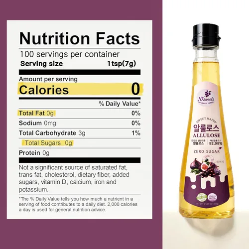 Miniatura 2 de NXsweets - Jarabe de alulosa – Edulcorante líquido cero calorías y cero azúcar, sustituto de azúcar bajo en glucémico, mezcla de stevia y fruta