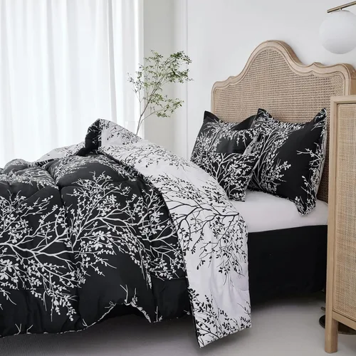 Miniatura 5 de Spirit Linen - Cama individual en una bolsa, ropa de cama reversible de 5 piezas de gran tamaño con funda y falda de cama a juego, elegante Azul