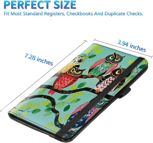 Miniatura 9 de Funda para chequera para hombres y mujeres, cartera de cuero RFID con ranuras para tarjetas de crédito, soporte de cheques duplicados personales