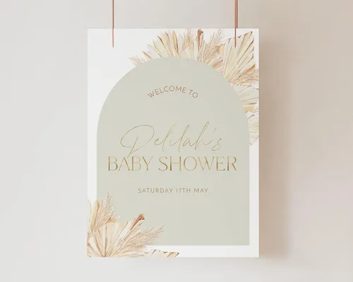 Miniatura 8 de Plantilla de letrero de bienvenida de baby shower de safari bohemio, letrero de baby shower de animales de selva editable, letrero de bienvenida