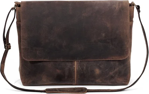 Miniatura 4 de KPL - Maletín de cuero para laptop para hombres y mujeres, la mejor bolsa de computadora de oficina de búfalo hecho a mano, desgastado bronceado